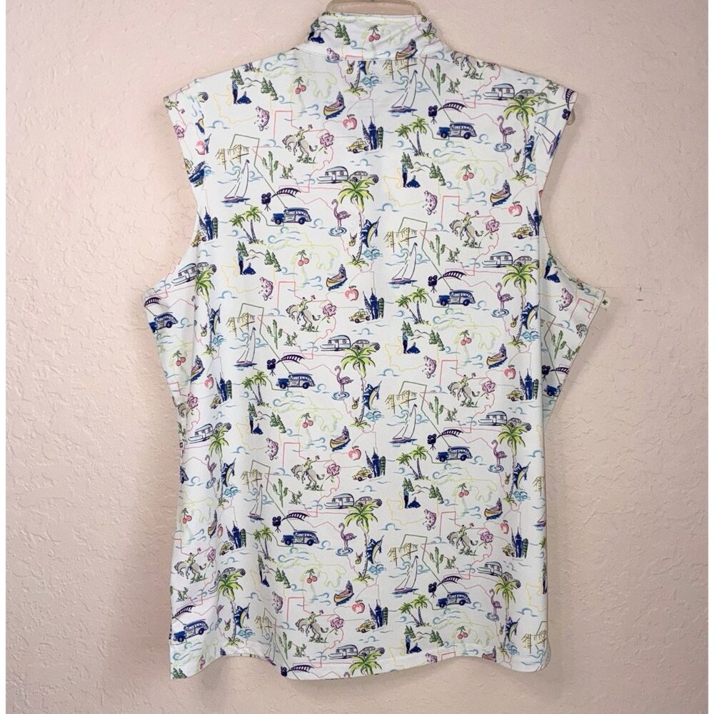 San Soleil Golf Polo Womens XL Florida Texas California Graphic White Sleeveless - Picture 3 of 8